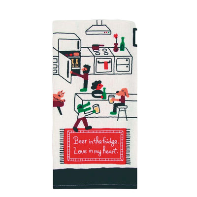 Dish Towel | Beer in the Fridge Kitchen - Hand, Tea & Dish Towels Blue Q Paper Skyscraper Gift Shop Charlotte