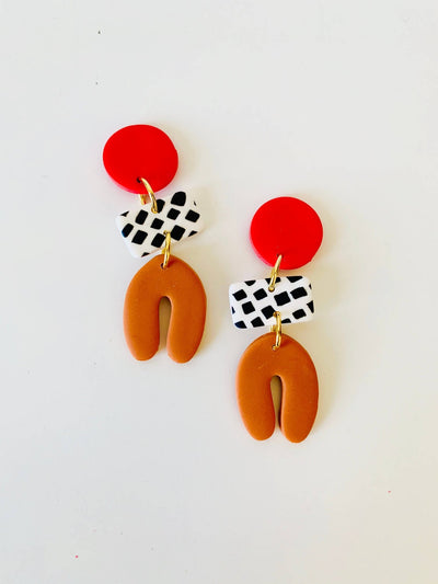 Dotty - Shape Earrings Red  No Shrinking Violet  Paper Skyscraper Gift Shop Charlotte