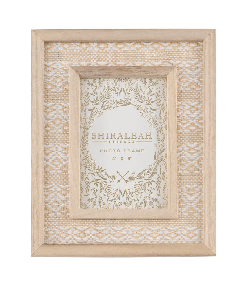 Eden Woven 4" X 6" Picture Frame, White Frames Shiraleah  Paper Skyscraper Gift Shop Charlotte