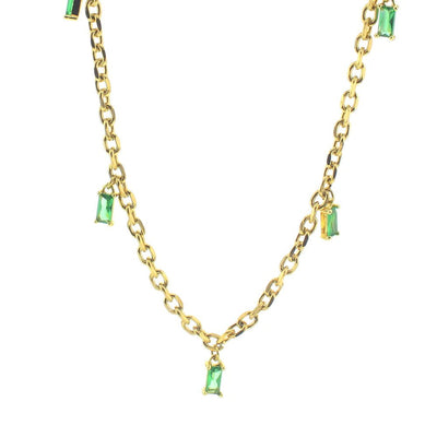 Ella Green Cubic Zirconia Gold Waterproof Necklace Jewelry Lotus Jewelry Studio  Paper Skyscraper Gift Shop Charlotte