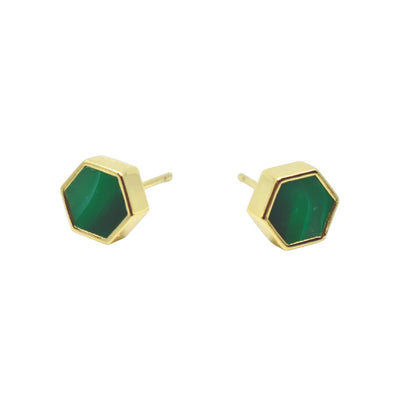 Emerald Hexagon Gold Geometric Earrings Earrings Cold Gold  Paper Skyscraper Gift Shop Charlotte