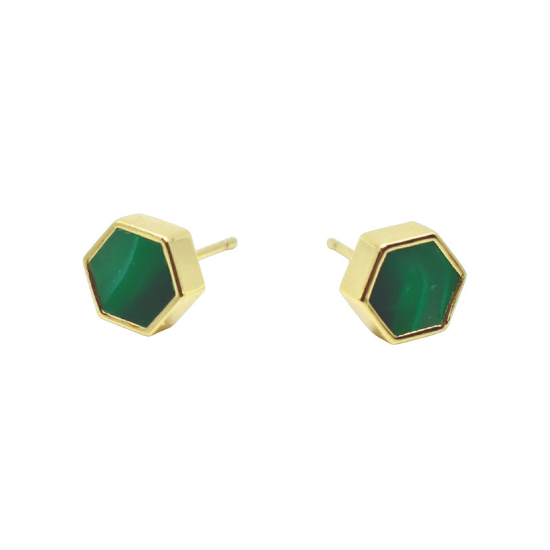 Emerald Hexagon Gold Geometric Earrings Earrings Cold Gold  Paper Skyscraper Gift Shop Charlotte