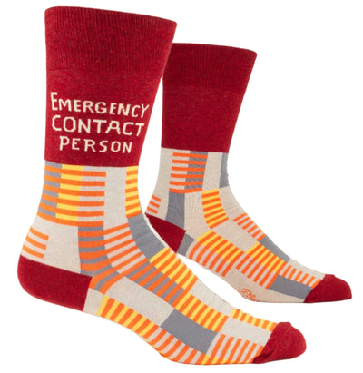 Emergency Contact Men's Socks Socks Blue Q  Paper Skyscraper Gift Shop Charlotte