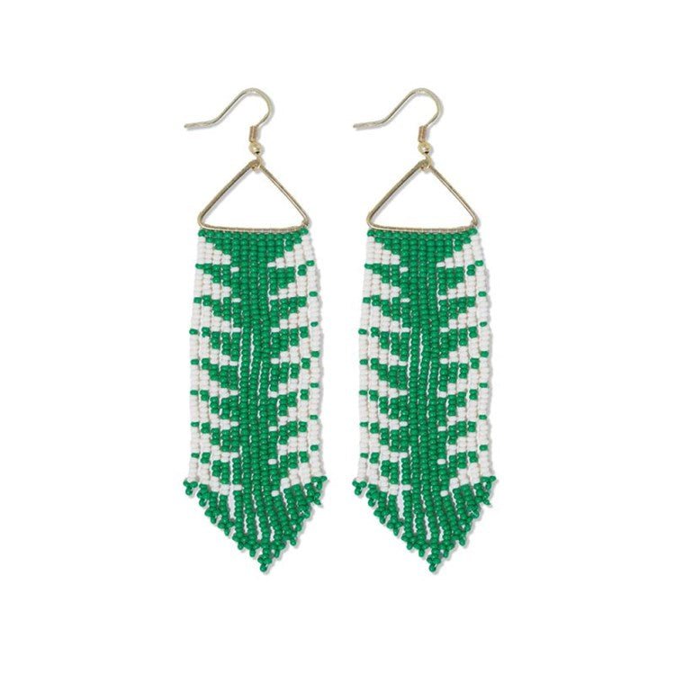 Emilie Kelly Green Arrow Beaded Fringe Earrings Jewelry ink + alloy  Paper Skyscraper Gift Shop Charlotte