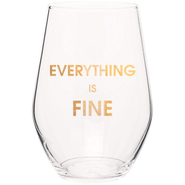 Everything Is Fine Stemless Wine Glass Wine Glasses Chez Gagné  Paper Skyscraper Gift Shop Charlotte