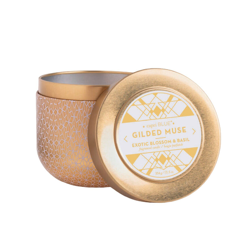 Exotic Blossom & Basil 12.5oz Gilded Tin Holiday DPM Fragrance  Paper Skyscraper Gift Shop Charlotte