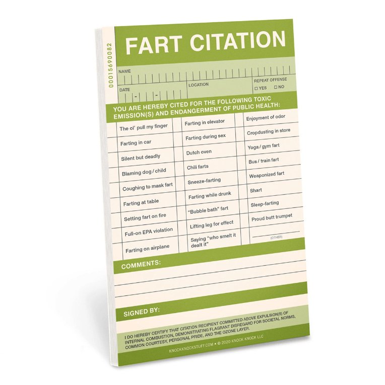 Fart Sticky Citation Pad Notepads Knock Knock  Paper Skyscraper Gift Shop Charlotte