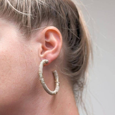 Metallic Suede Hoop Earrings: Dark Navy Blue  Prep Obsessed Wholesale  Paper Skyscraper Gift Shop Charlotte