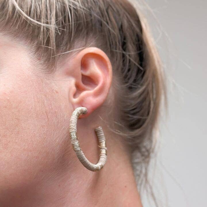 Metallic Suede Hoop Earrings: Dark Navy Blue  Prep Obsessed Wholesale  Paper Skyscraper Gift Shop Charlotte