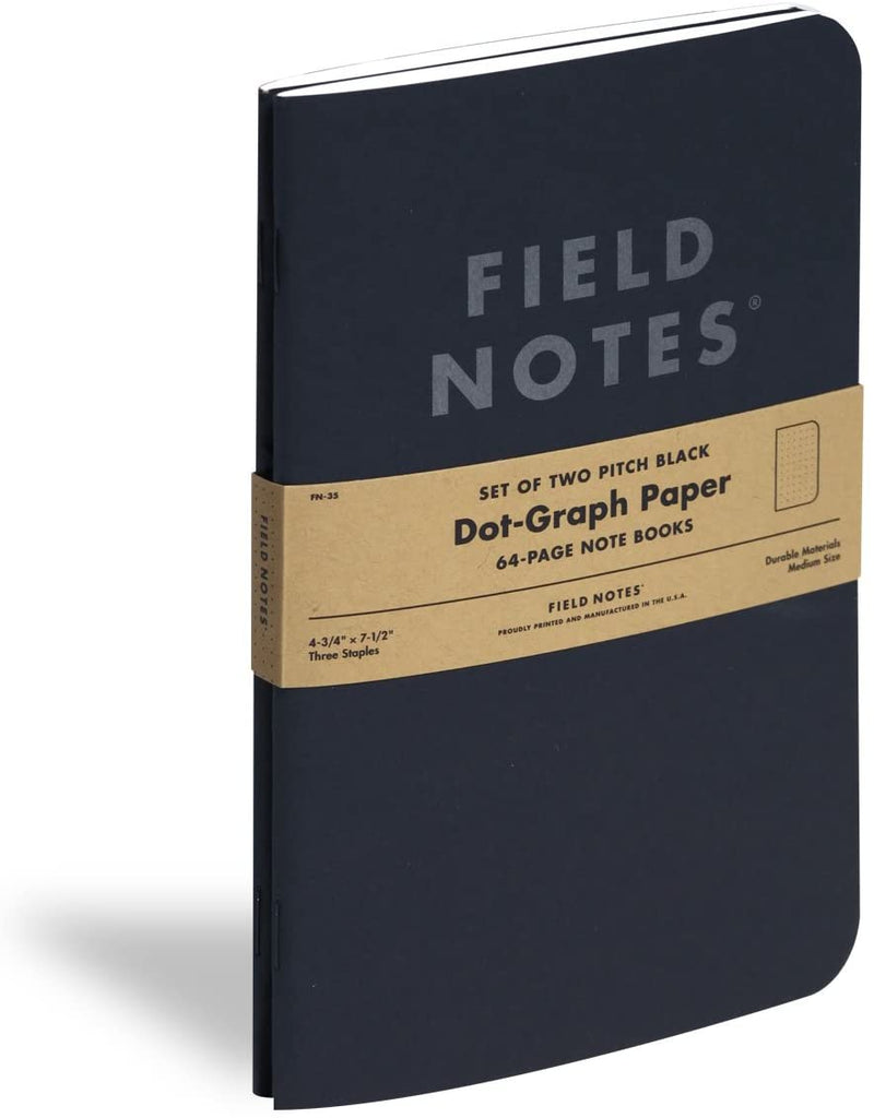 Field Notes | 2 Pack | Large Dot Graph | Pitch Black Notebooks Field Notes Brand  Paper Skyscraper Gift Shop Charlotte