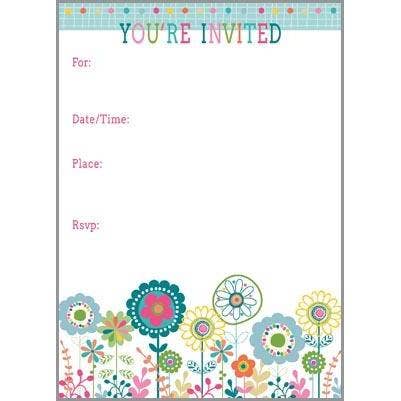 Fill In Invitation - Happy Flowers Cards Gina B Designs  Paper Skyscraper Gift Shop Charlotte