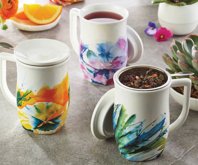 Fiore Steeping Cup With Infuser | Blue Agave Tea Tea Forte  Paper Skyscraper Gift Shop Charlotte