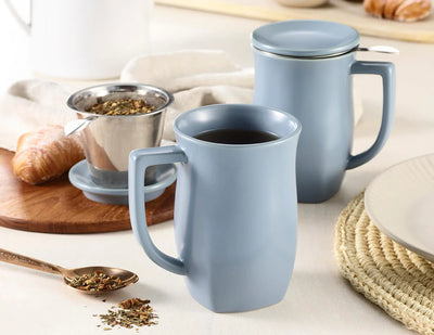 Fiore Steeping Cup with Infuser Stone Blue Tea Tea Forte  Paper Skyscraper Gift Shop Charlotte