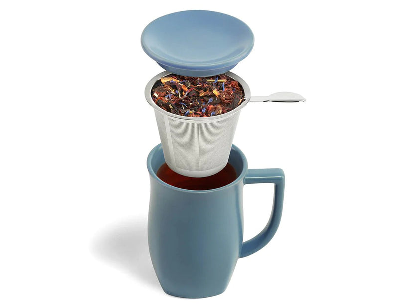 Fiore Steeping Cup with Infuser Stone Blue Tea Tea Forte  Paper Skyscraper Gift Shop Charlotte