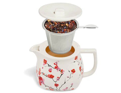 Fiore Teapot with Infuser Sakura Tea Tea Forte  Paper Skyscraper Gift Shop Charlotte