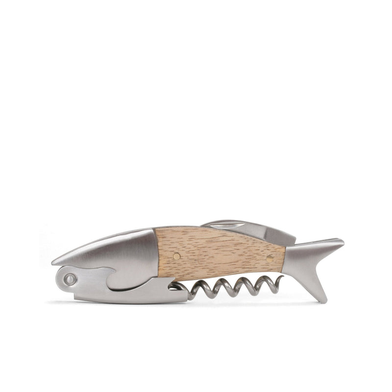 Fish Corkscrew Light Wood Barware Kikkerland  Paper Skyscraper Gift Shop Charlotte