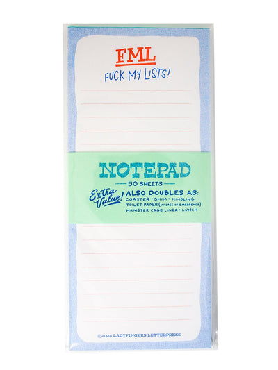 FLM (*F My Lists) Risograph Notepad  Ladyfingers Letterpress  Paper Skyscraper Gift Shop Charlotte