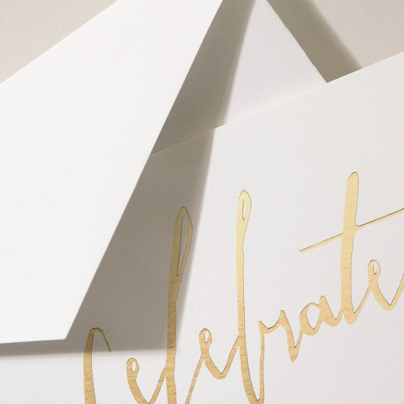 FOIL STAMPED GOLD CELEBRATE FILL-IN INVITATION Cards Crane & Co.  Paper Skyscraper Gift Shop Charlotte