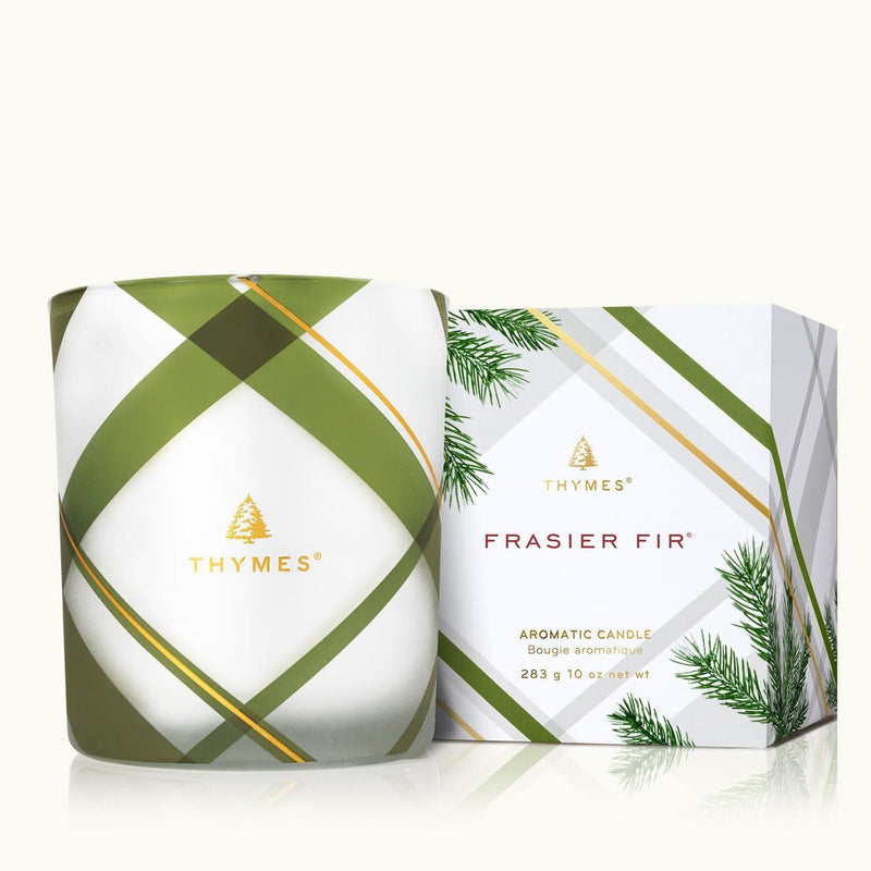 Frasier Fir - Frosted Plaid Medium Poured Candle Holiday Thymes  Paper Skyscraper Gift Shop Charlotte