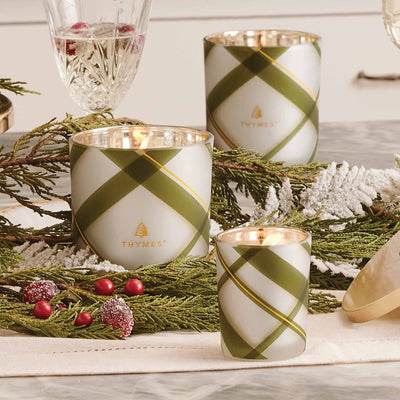 Frasier Fir - Frosted Plaid Medium Poured Candle Holiday Thymes  Paper Skyscraper Gift Shop Charlotte