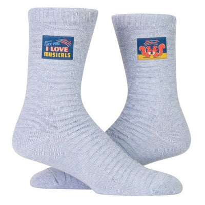 Fuck I Love Musicals | L/XL Socks Blue Q  Paper Skyscraper Gift Shop Charlotte