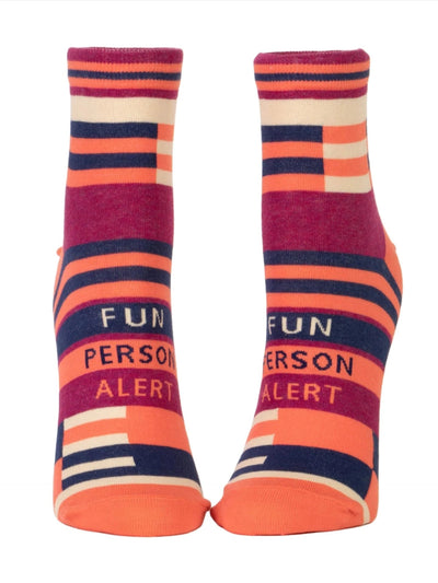 Fun Person Alert Womens Ankle Apparel & Accessories - Socks Blue Q Paper Skyscraper Gift Shop Charlotte