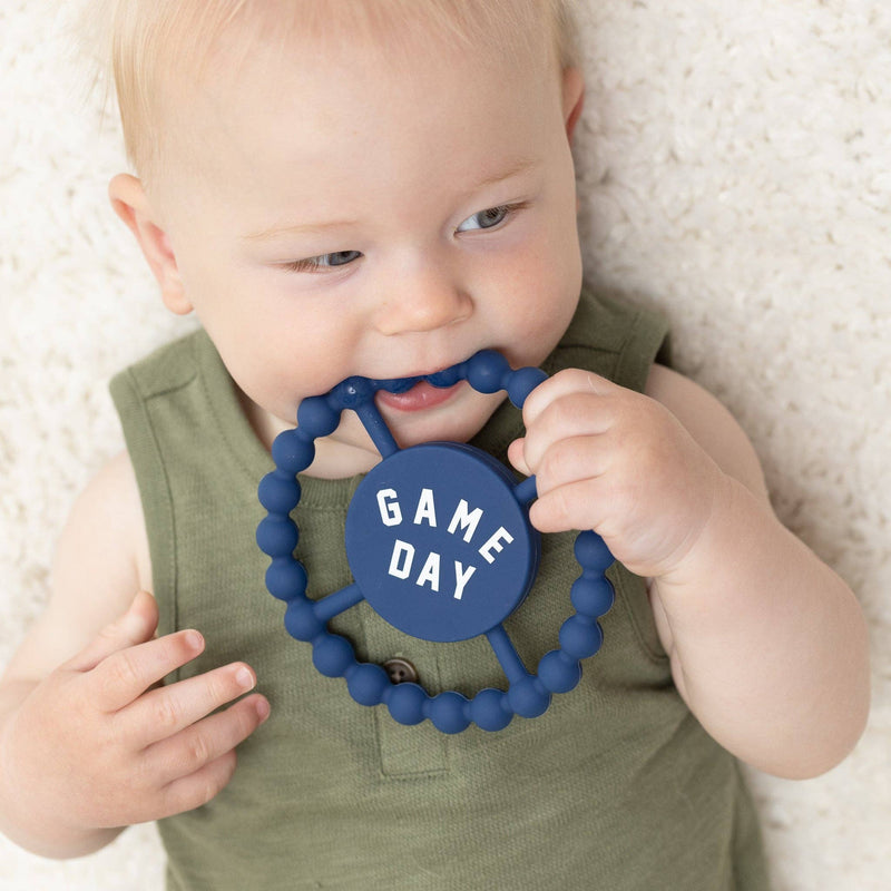 Game Day Happy Teether: Blue  Bella Tunno  Paper Skyscraper Gift Shop Charlotte