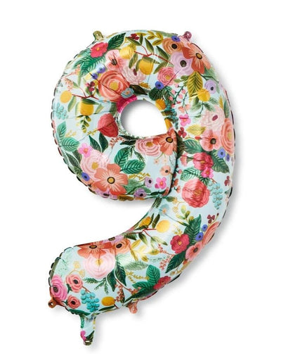 Garden Party Numbered Foil Balloon (9) Party Decor Rifle Paper Co  Paper Skyscraper Gift Shop Charlotte