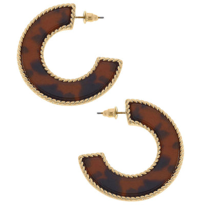 Gemma Hoop Earrings in Tortoise  Canvas Style  Paper Skyscraper Gift Shop Charlotte