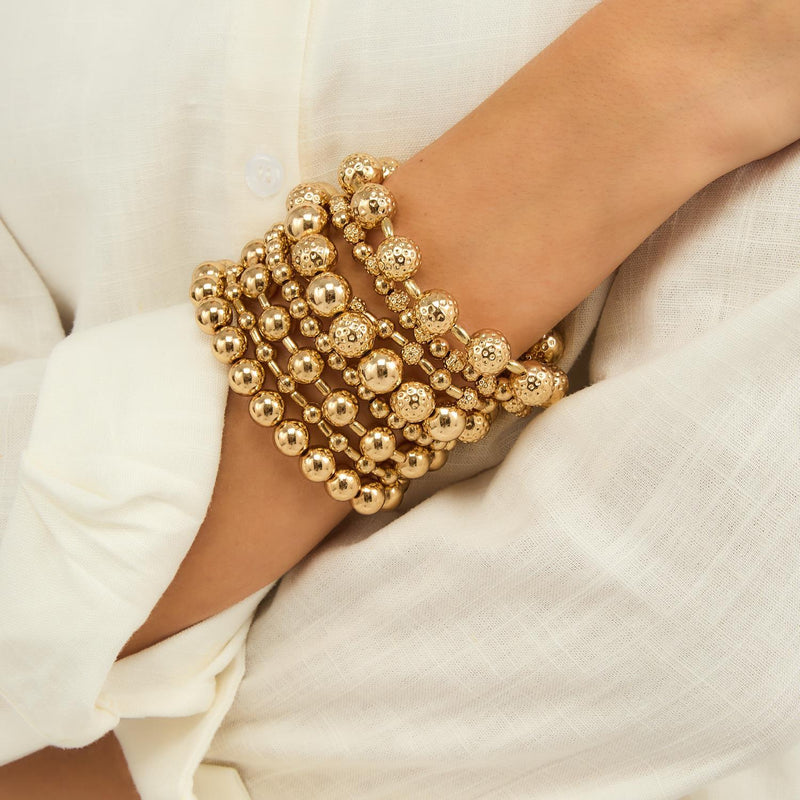 Gold Bead Stretch Bracelet Accessories + Apparel Two&