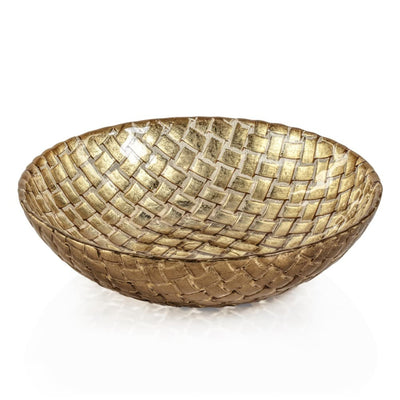 Gold Braided Glass 7" Bowl Home Decor Zodax  Paper Skyscraper Gift Shop Charlotte