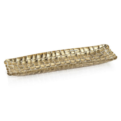 Gold Braided Rectangular Glass Plate Home Decor Zodax  Paper Skyscraper Gift Shop Charlotte