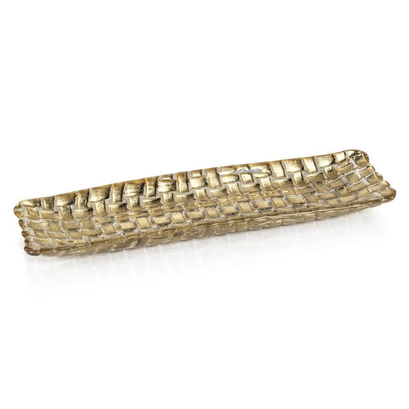 Gold Braided Rectangular Glass Plate Home Decor Zodax  Paper Skyscraper Gift Shop Charlotte