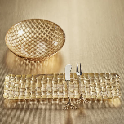 Gold Braided Rectangular Glass Plate Home Decor Zodax  Paper Skyscraper Gift Shop Charlotte