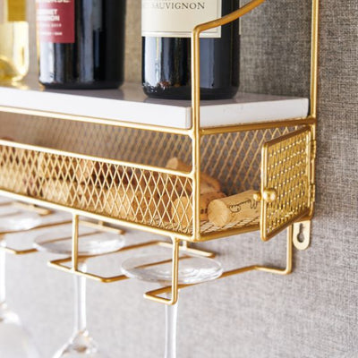 Gold Wall Mounted Wine Rack & Cork Storage Home Decor True Fabrications  Paper Skyscraper Gift Shop Charlotte