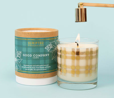 Good Company Soy Candle Holiday Scripted Fragrance  Paper Skyscraper Gift Shop Charlotte