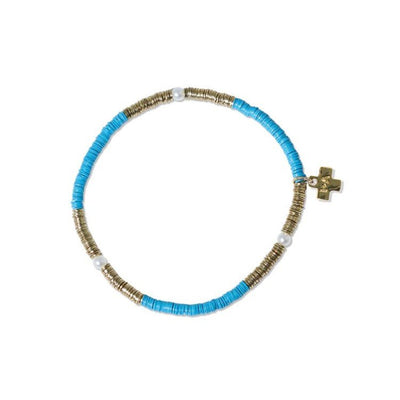 Grace Turquoise and Gold Color Block Bracelet Jewelry ink + alloy  Paper Skyscraper Gift Shop Charlotte