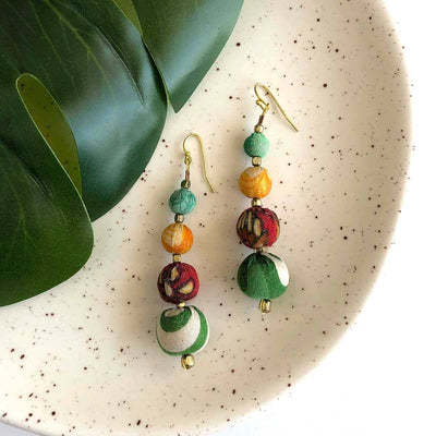 Graduated Kantha Earrings Jewelry World Finds  Paper Skyscraper Gift Shop Charlotte