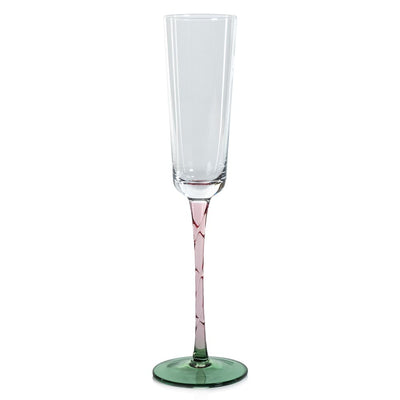 Green + Pink | Vicenza Champagne Flute Glass Drinkware Zodax  Paper Skyscraper Gift Shop Charlotte