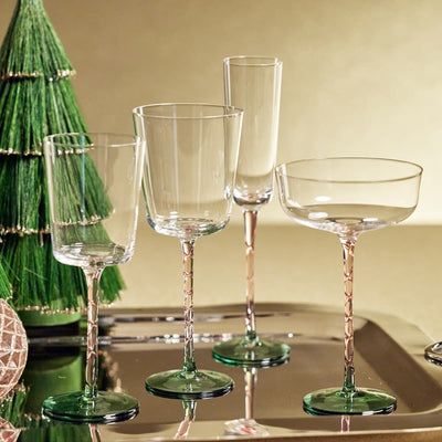 Green + Pink | Vicenza Champagne Flute Glass Drinkware Zodax  Paper Skyscraper Gift Shop Charlotte