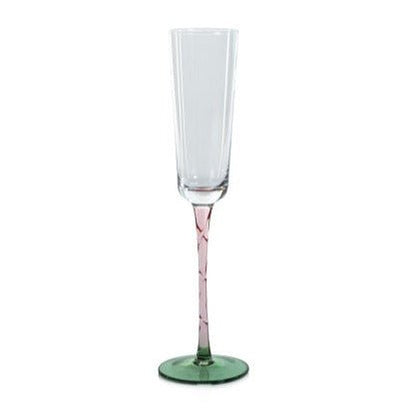 Green + Pink | Vicenza Champagne Flute Glass Drinkware Zodax  Paper Skyscraper Gift Shop Charlotte