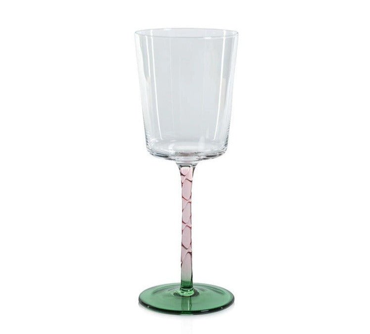 Green + Pink | Vicenza White Wine Glass Drinkware Zodax  Paper Skyscraper Gift Shop Charlotte