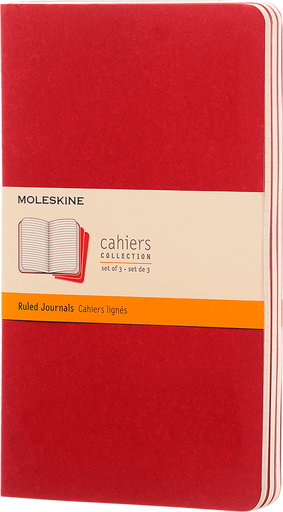 Ruled | Red | Large Cahier Journal - Set of 3  Moleskin  Paper Skyscraper Gift Shop Charlotte