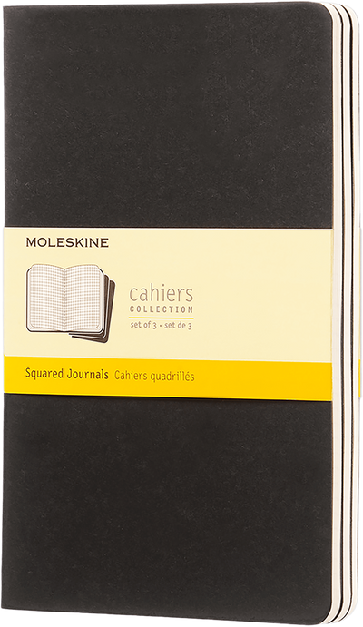 Squared | Black | Large Cahier Journal - Set of 3  Moleskin  Paper Skyscraper Gift Shop Charlotte