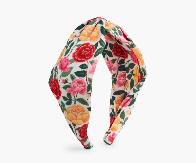 Roses Silky Twisted Headband Headband Rifle Paper Co  Paper Skyscraper Gift Shop Charlotte