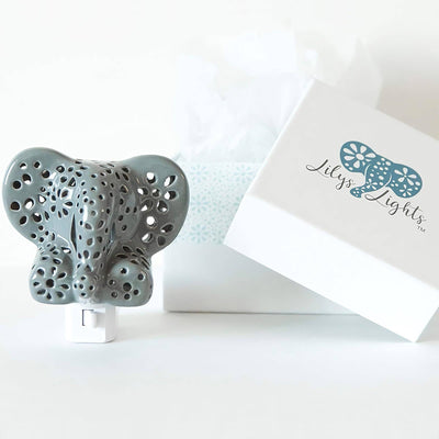 Handmade Elephant Night Light  Rox and Ash Ceramics Co  Paper Skyscraper Gift Shop Charlotte