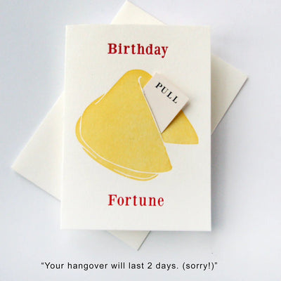 Hangover Birthday Fortune Card Cards Steel Petal Press  Paper Skyscraper Gift Shop Charlotte