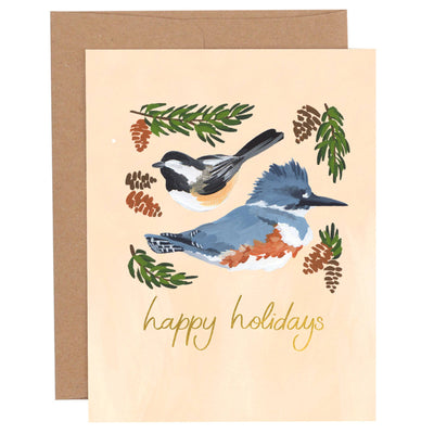 Happy Holidays Birds Greeting Card Cards 1canoe2 | One Canoe Two Paper Co.  Paper Skyscraper Gift Shop Charlotte