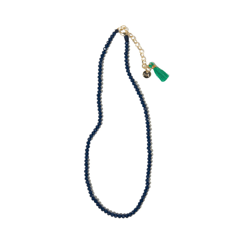 Hayden Navy Solid Crystal Necklace with Tassel Jewelry ink + alloy  Paper Skyscraper Gift Shop Charlotte