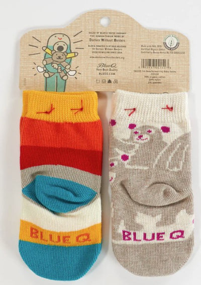 Hello I'm New Here/ Have You Ever Tried Screaming??? Baby Socks Socks Blue Q  Paper Skyscraper Gift Shop Charlotte